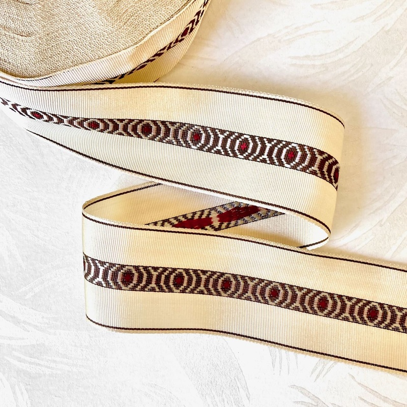 Silk X & O Jacquard-Brown on Cream-By the Yard & 36 Yard Roll