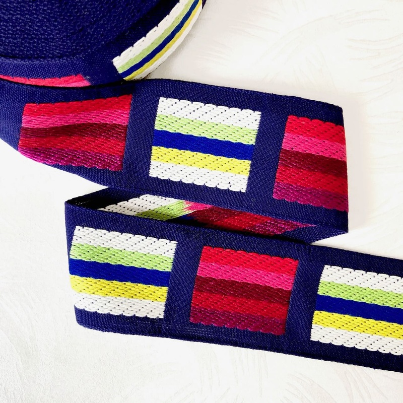 Squares in Windows Jacquard-Red & Green on Navy-By the Yard & 50 Yard Roll