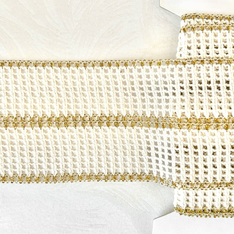 Wide Woven Metallic Mesh Braid