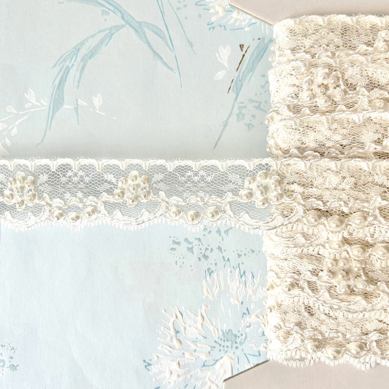 Beaded Raschel Lace-Ivory-By the Yard & 25 Yard Board