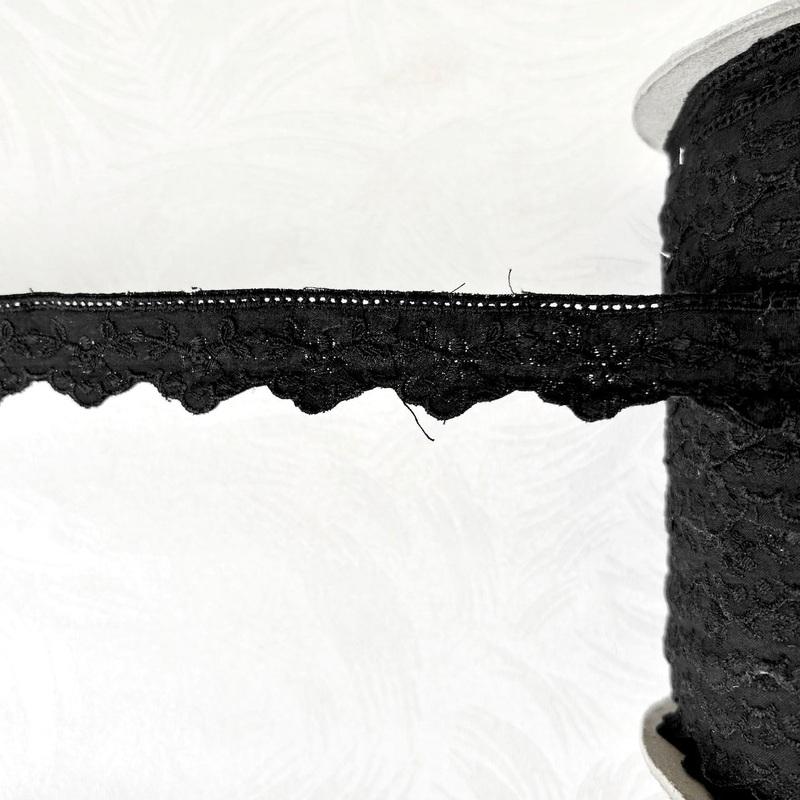 Black Cotton Eyelet Lace-Black-By the Yard & 100 Yard Roll