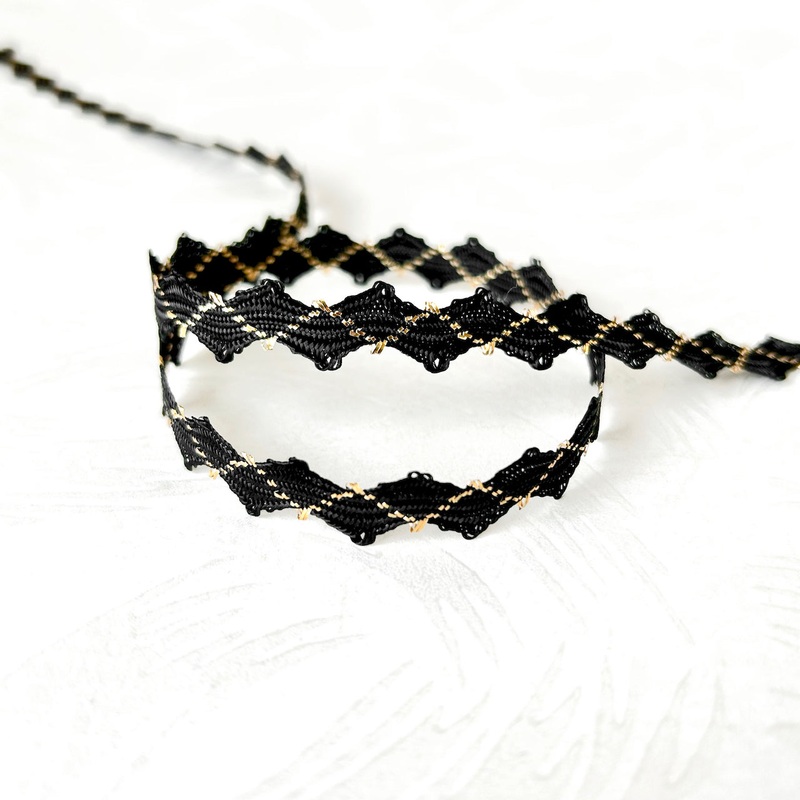 Black & Gold Zig Zag Trim-Black & Gold