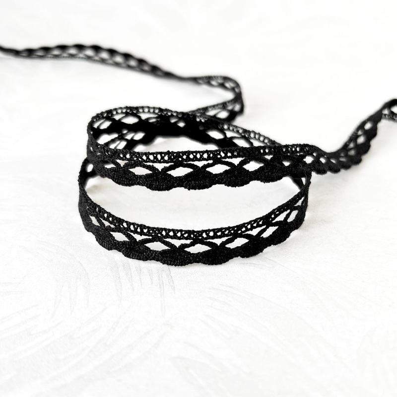 Black Narrow Cluny Lace-Black-By the Yard & 144 Yard Roll