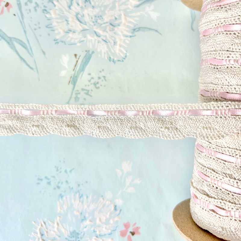 Cotton Cluny Lace with Ribbon Inset