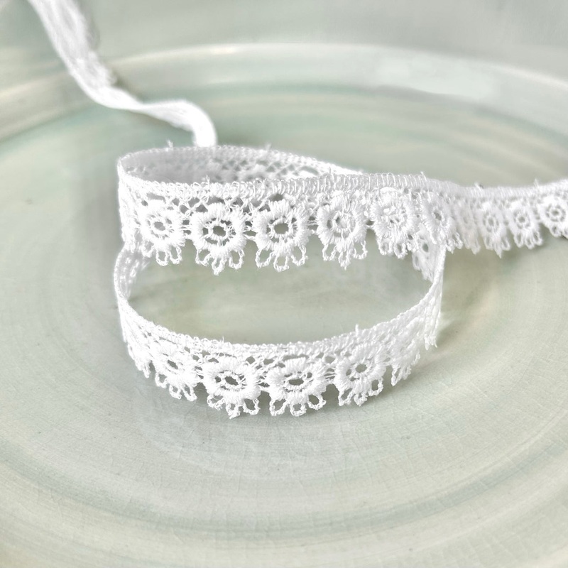 Floral Cotton Venice Lace-White