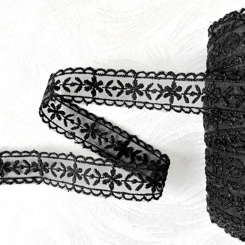 Floral Eyelet Lace-Black