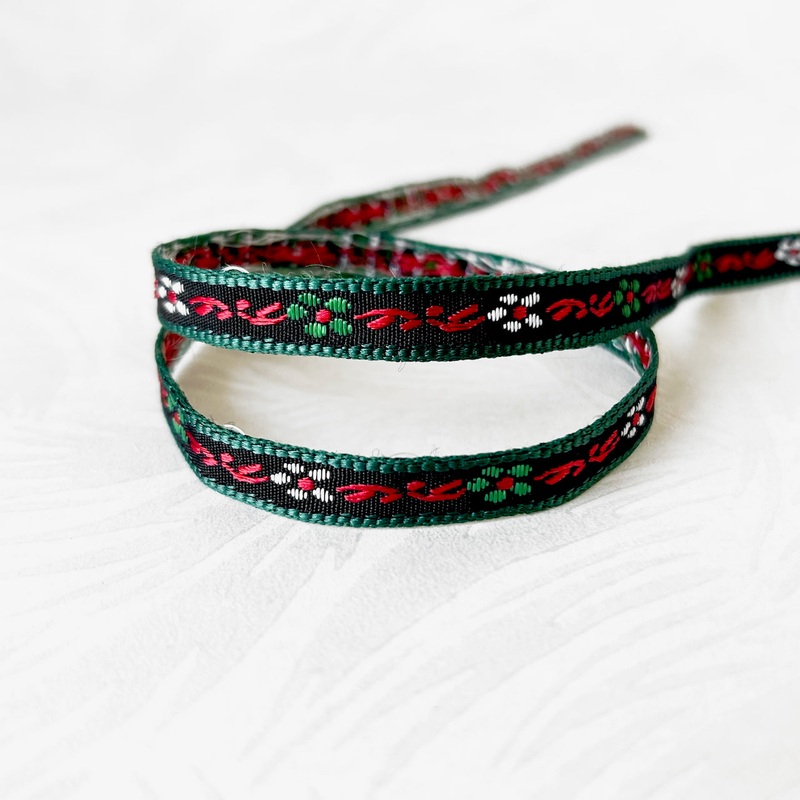Floral Jacquard-Red & Green on Black