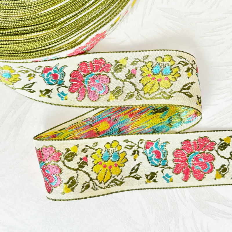Floral Jacquard Ribbon - Vintage
