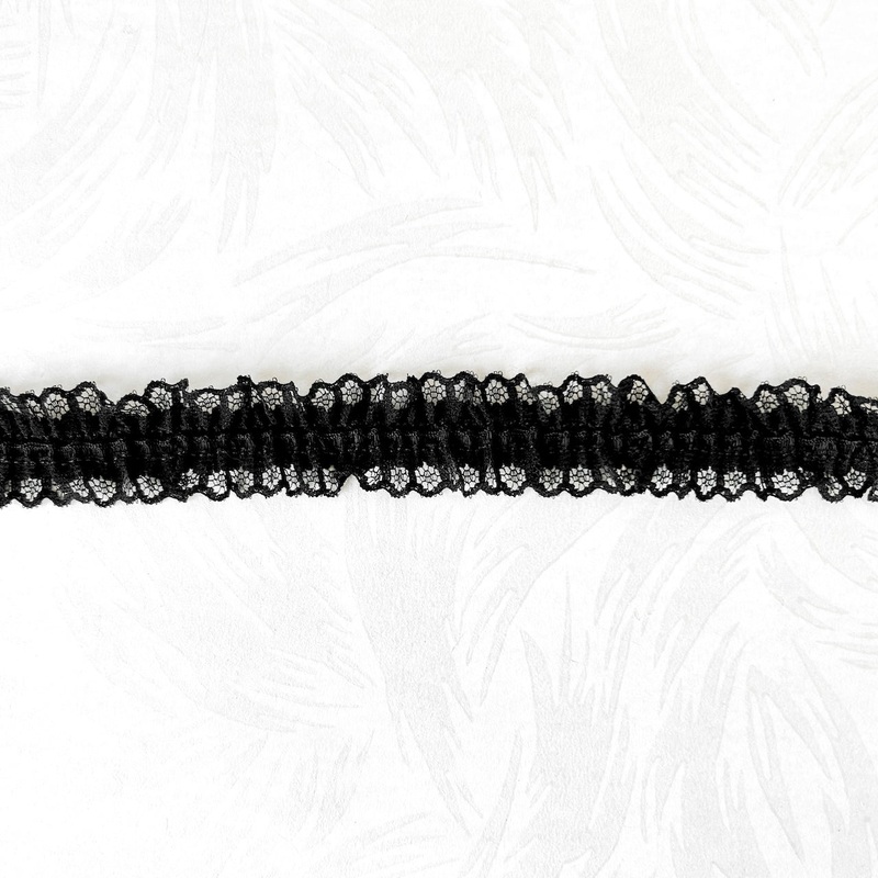 Gathered Elastic Lace-Black