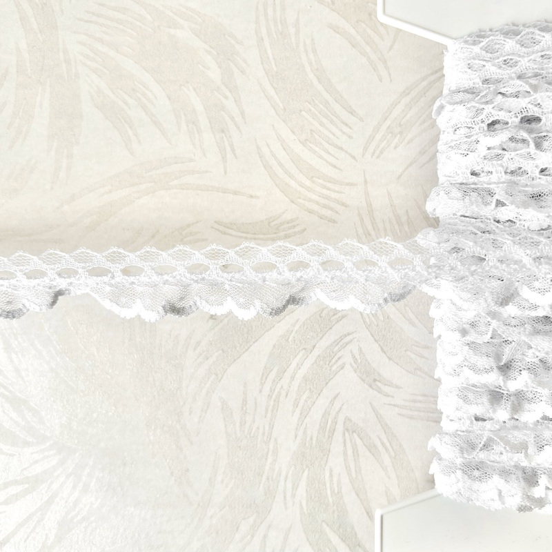 Gathered Lace with Entredeux-White-By the Yard & 36 Yard Board