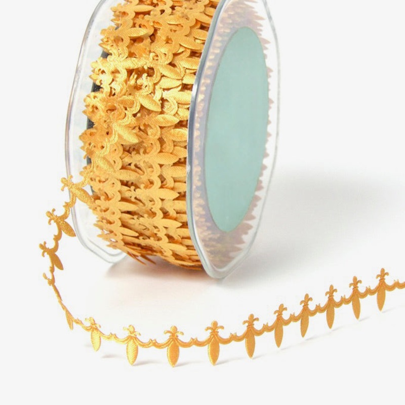 Gold Satin Fleur De Lis Cutout Ribbon
