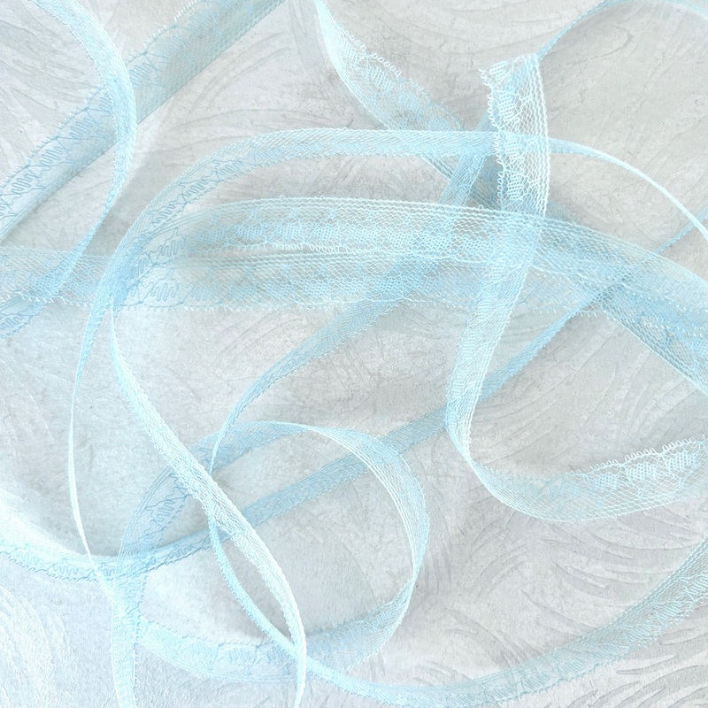 Light Blue Bell Flat Lace-Light Blue-By the Yard & 500 Yard Roll