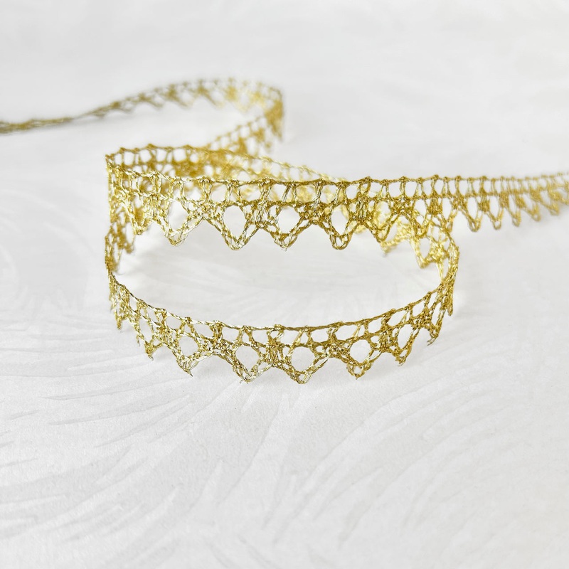Metallic Gold Cluny Lace-Gold