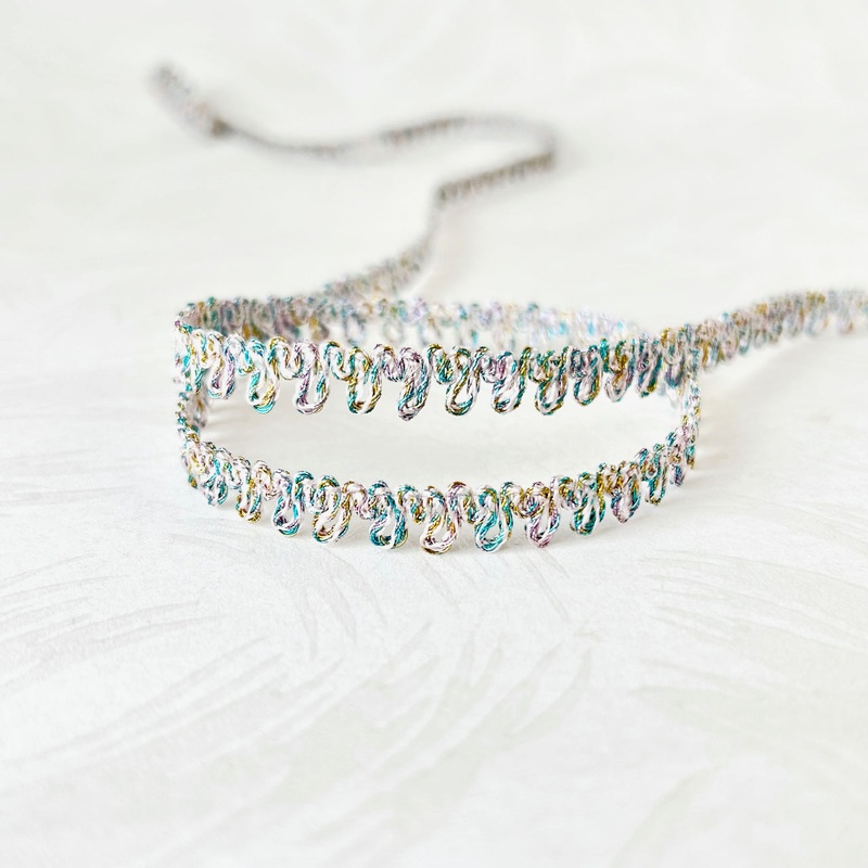 Metallic Scalloped Loop Braid-Pink, Gold, Turquoise, Light Pink
