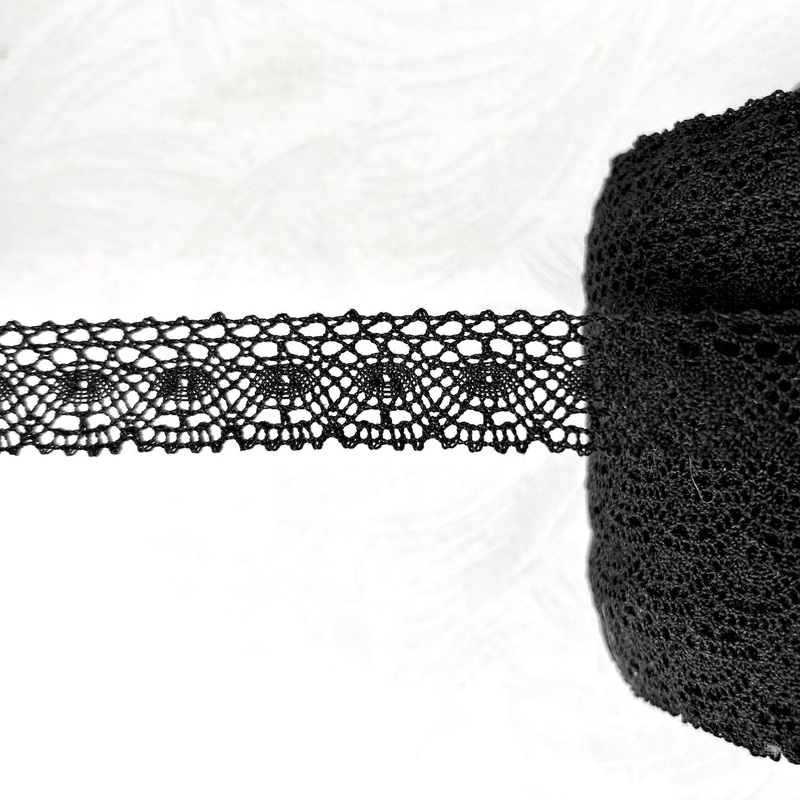 Ovals Cluny Lace-Black-By the Yard & 144 Yard Roll