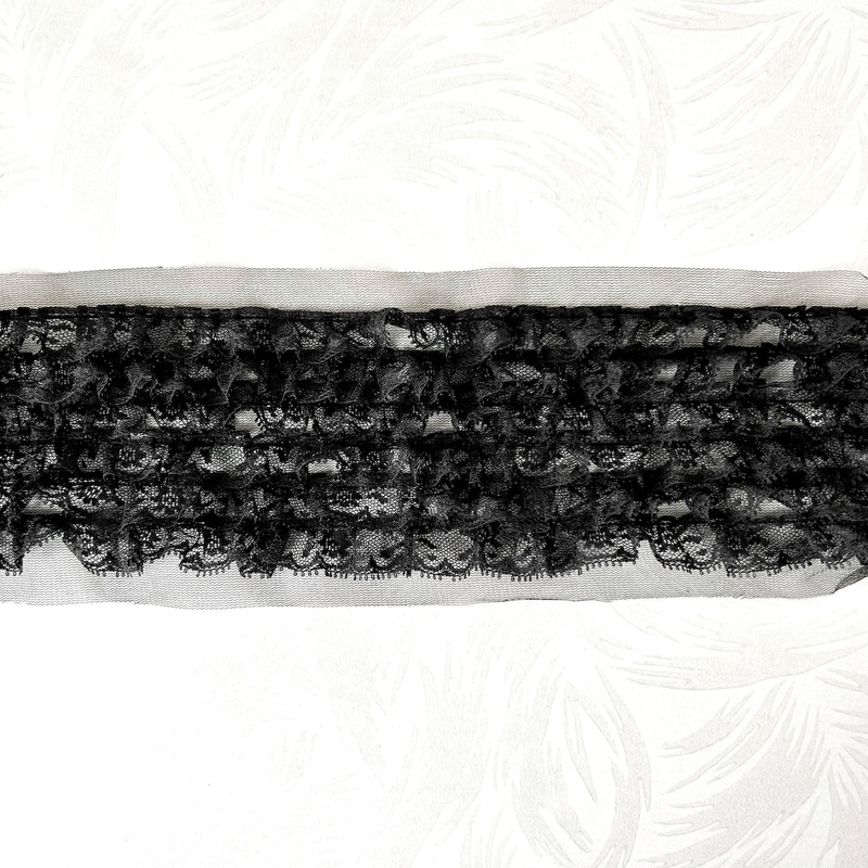 Rows of Ruffles Lace-Black-By the Yard & 15 Yard Board