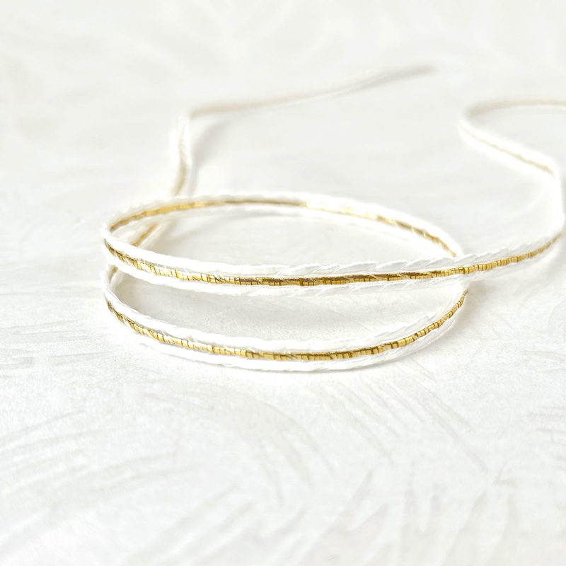 Satin Cord Soutache-White & Gold