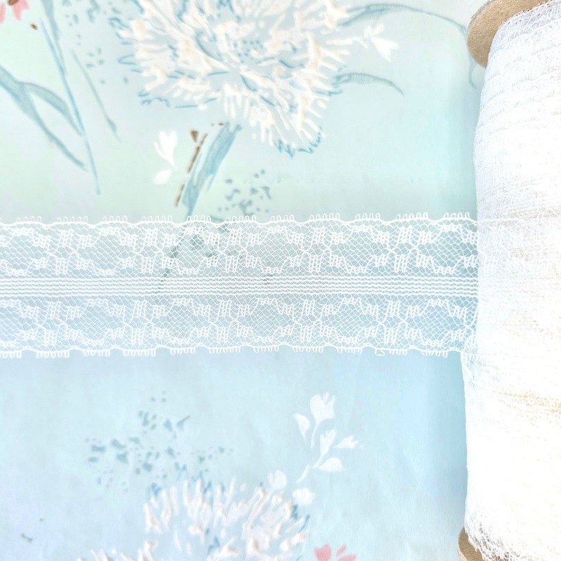 White Flat Lace-White-By the Yard & 356 Yard Roll