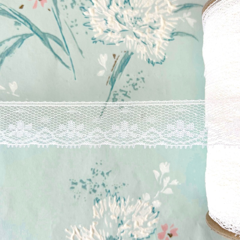 White Floral Flat Lace-White-By the Yard & 260 Yard Roll