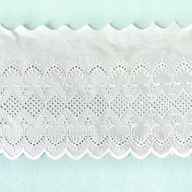 Wide Cotton Eyelet Lace-White