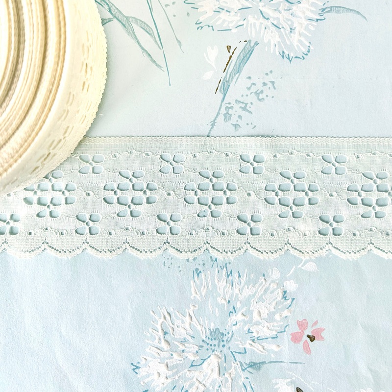 Wide Eyelet Lace-Ivory-By the Yard & 50 Yard Roll