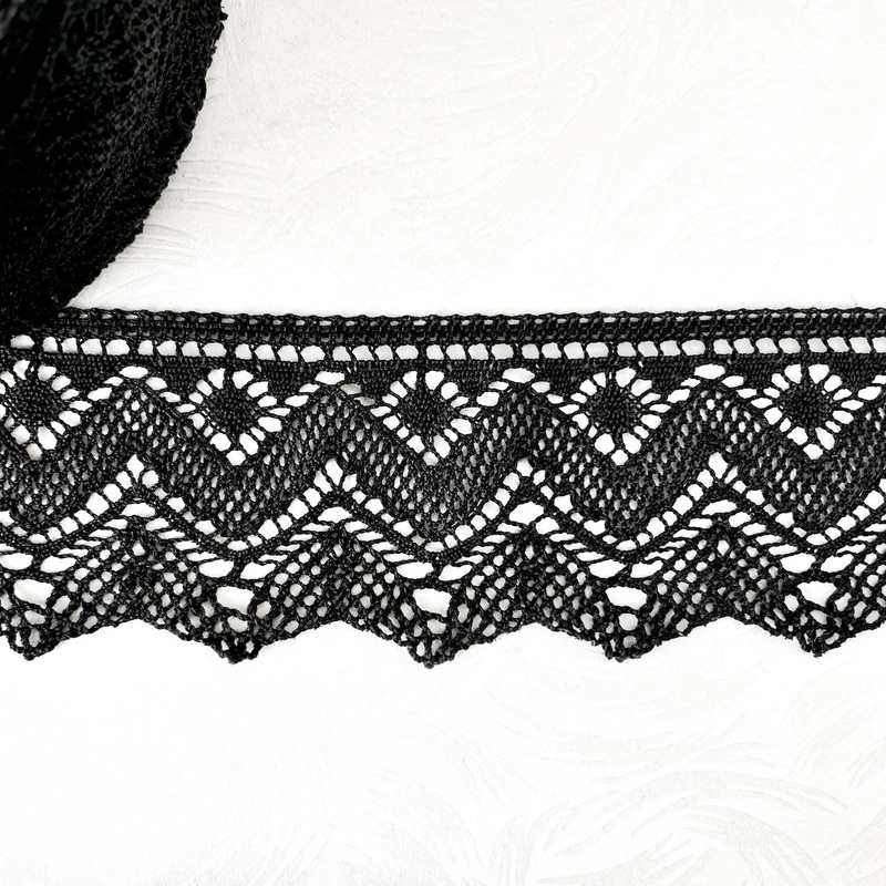 Wide Point Cluny Lace-Black-By the Yard & 36 Yard Board