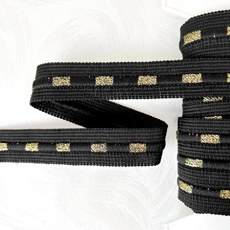 Braid w/ Metallic Inset-Black & Gold