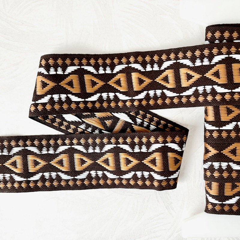 Brown Geometric Jacquard-Light Brown & White on Dark Brown