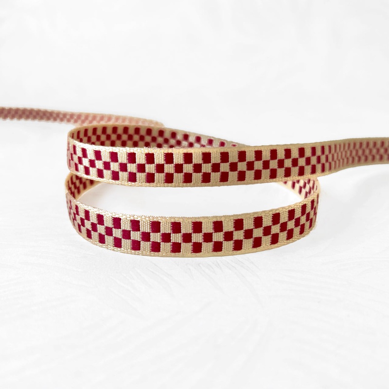 Checkered Jacquard-Maroon on Tan