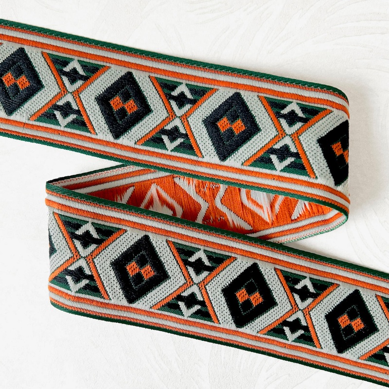 Diamond Jacquard-Orange & Green