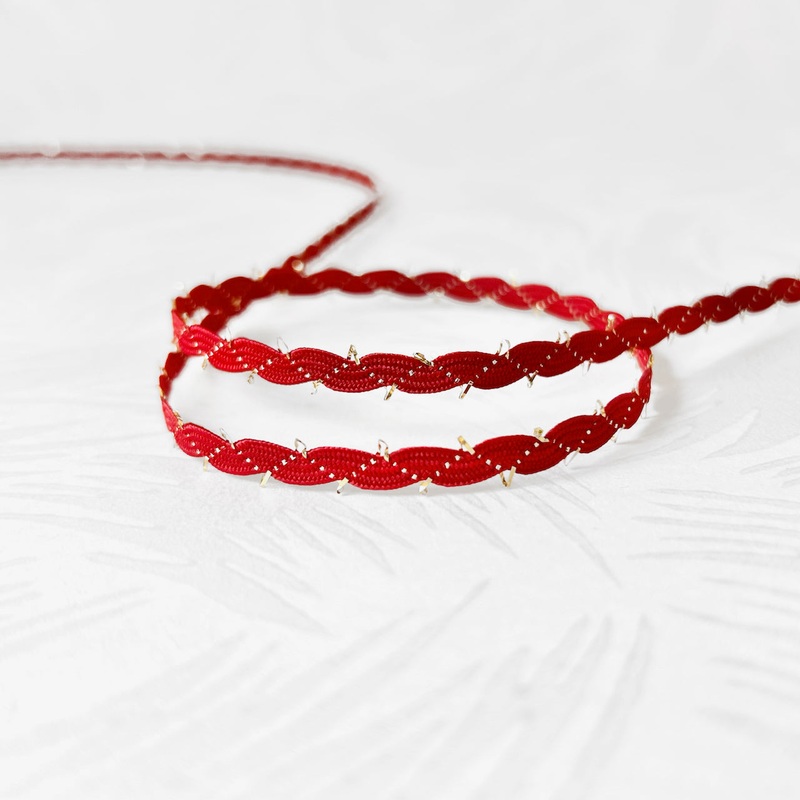 Double Sided Picot Edge Braid-Red & Gold