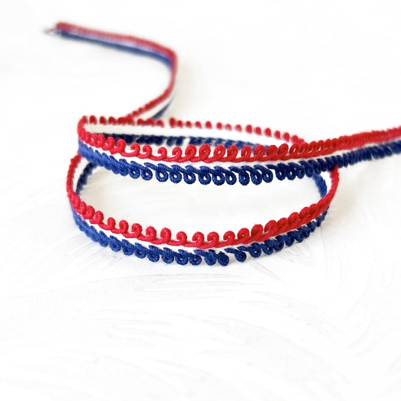 Double Sided Picot Edge Braid-Red White & Blue