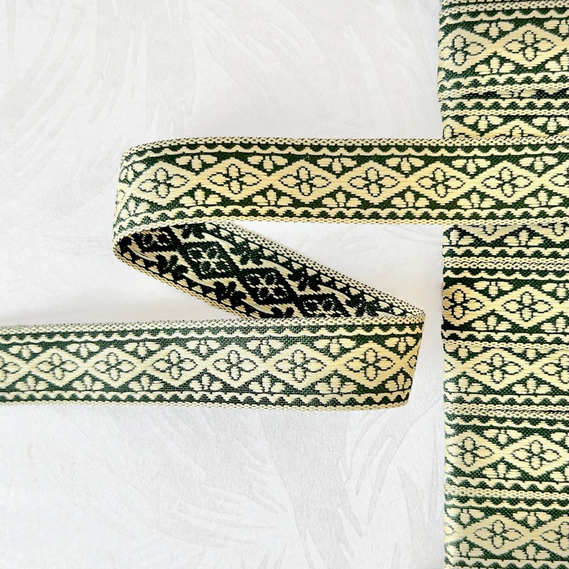 Floral Jacquard-Dark Green & Tan