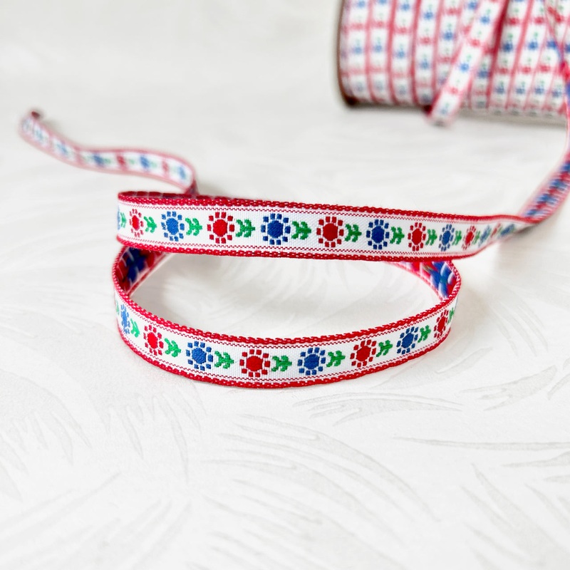 Floral Jacquard-Red & Blue