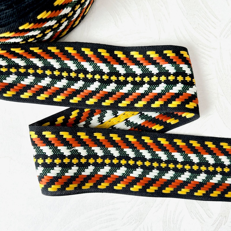 Geometric Jacquard-Orange & Yellow on Black