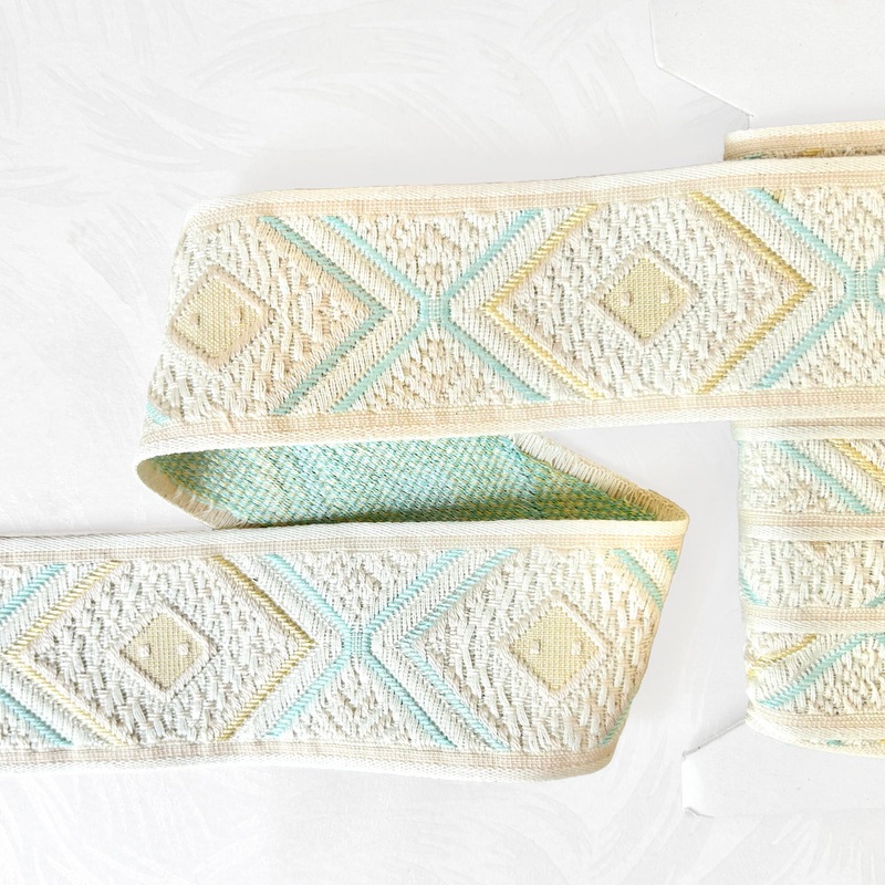 Geometric Jacquard-Pale Yellow & Blue on Cream