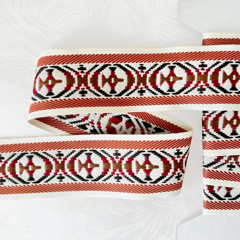 Geometric Jacquard-Rust & Red on Cream