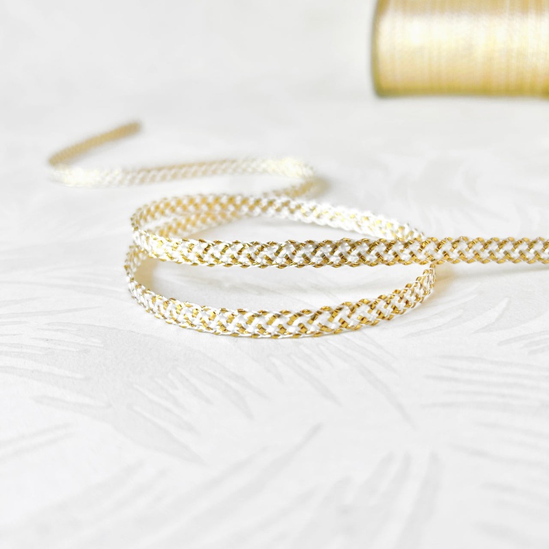 Metallic Flat Braid-White & Gold