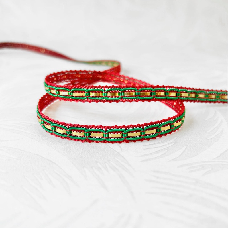 Metallic Inset Braid-Red, Green & Gold