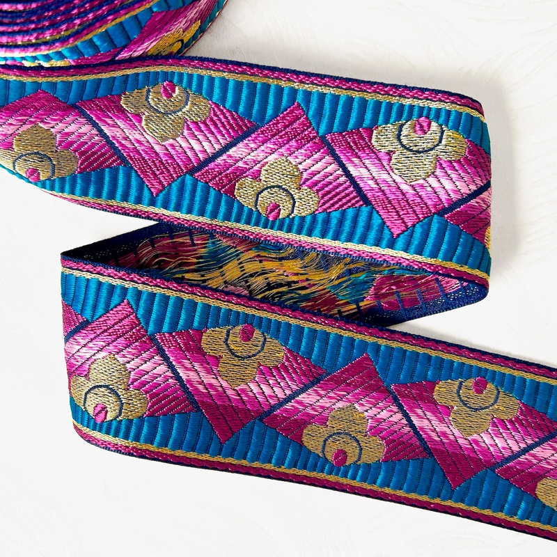 Metallic Jacquard-Blue, Magenta & Gold