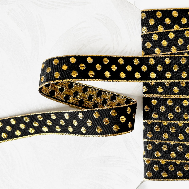 Metallic Polka Dot Jacquard-Gold & Black