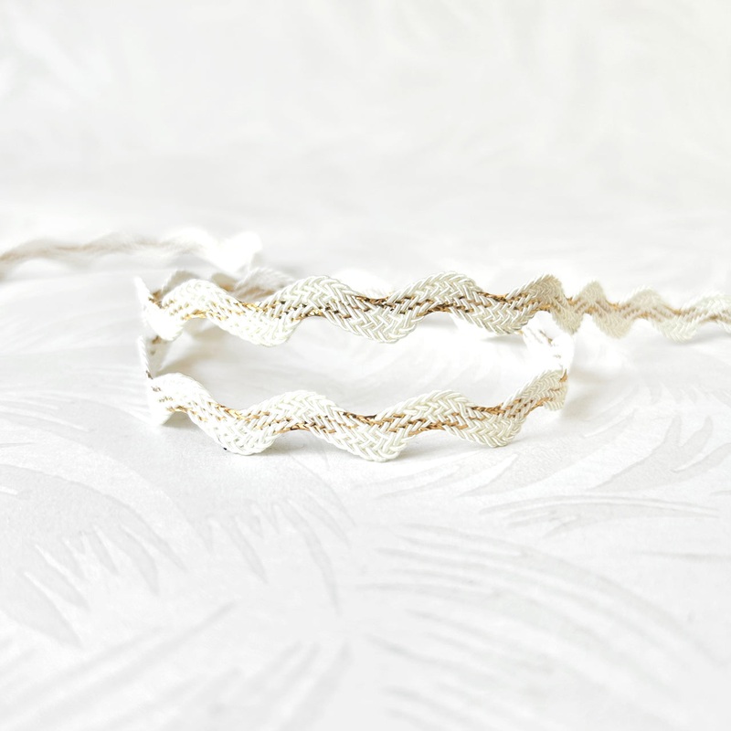 Metallic Rick Rack-Off White & Gold