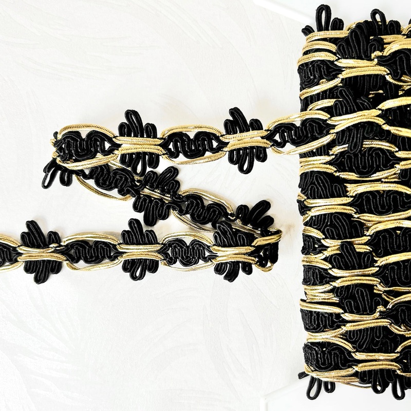 Metallic Scalloped Loop Braid-Gold & Black