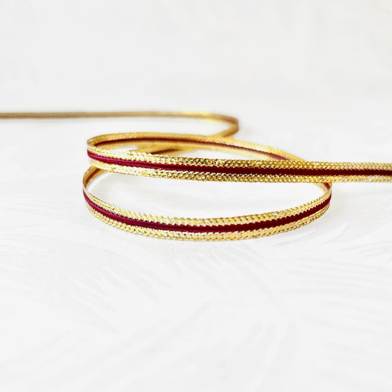 Metallic Striped Middy Braid-Red & Gold