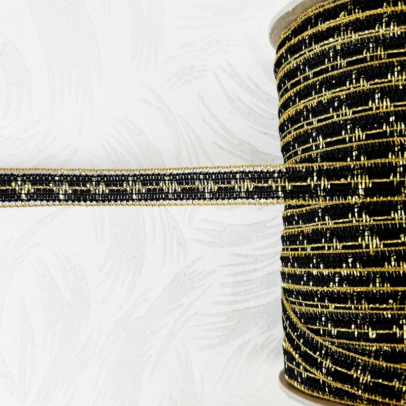 Metallic Zig Zag Braid-Gold & Black