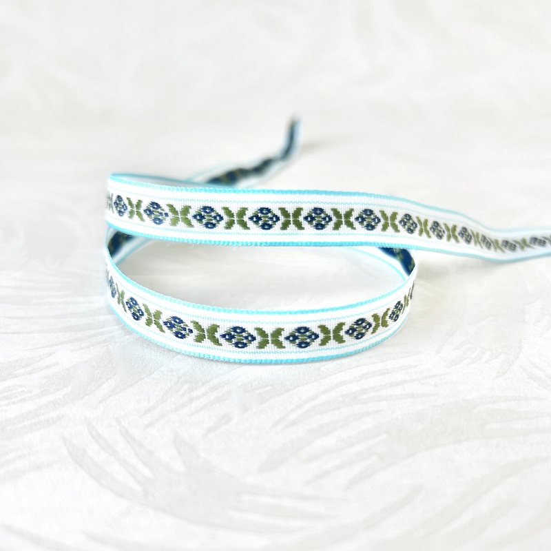 Narrow Geometric Jacquard-Blue, Olive & Navy