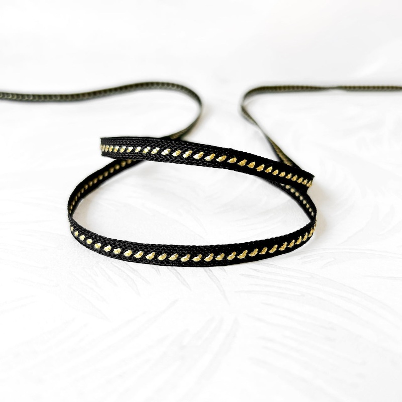 Narrow Metallic Braid-Black & Gold