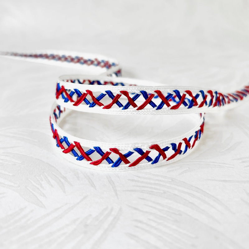 Patriotic Lacing Braid-Red White & Blue-By the Yard & 36 Yard Board