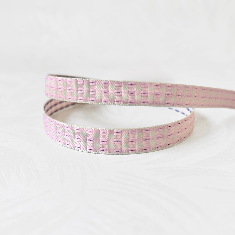 Pink Checkered Jacquard-Pink & Copen on Tan