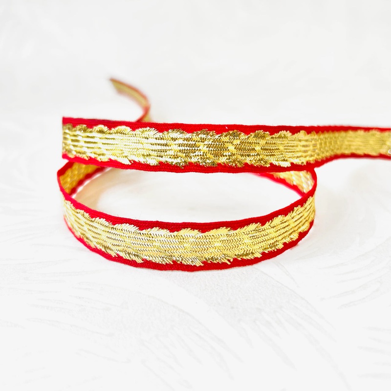 Red & Gold Metallic Braid-Gold & Red